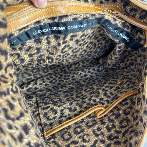 Clever Carriage Company Ponyhair Mixed Material Gorgeous Cheetah Print Hobo Bag - Picture 14 of 15